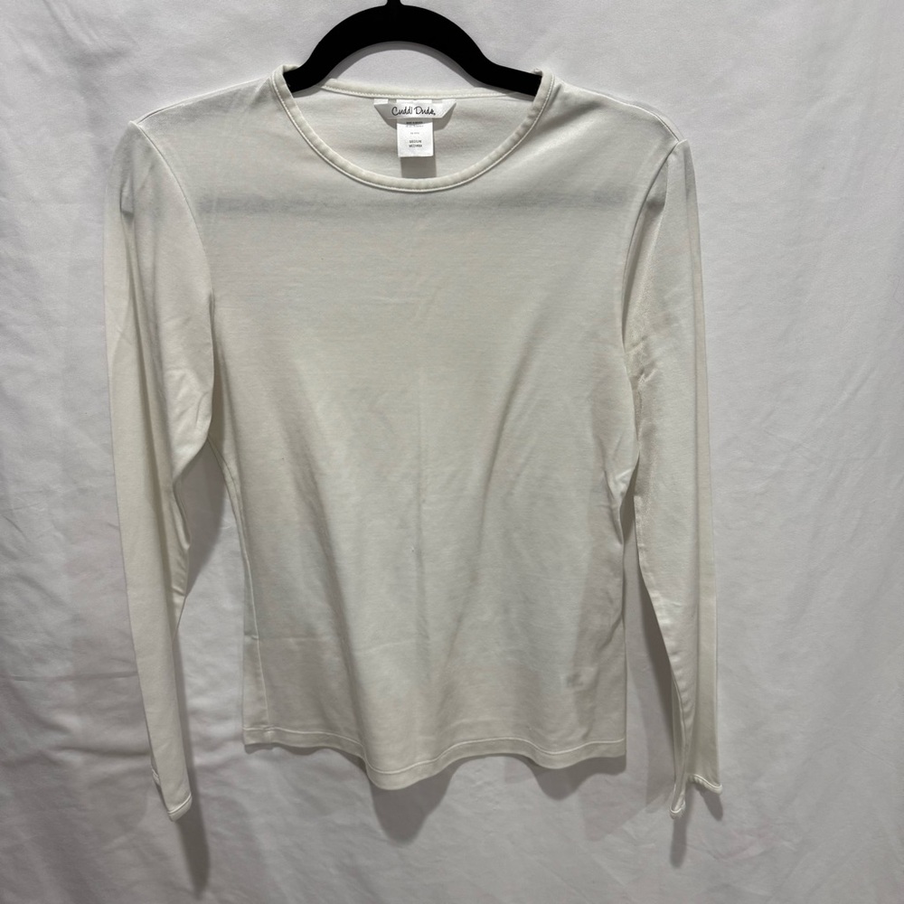 Cuddl Duds Women’s Long‎ Sleeve Base Layer Top White Medium Cotton Blend Thermal